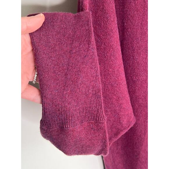 Eileen Fisher Cotton-Cashmere 3/4 Sleeve Drape Cowl Neck Sweater Magenta Medium - Picture 5 of 10